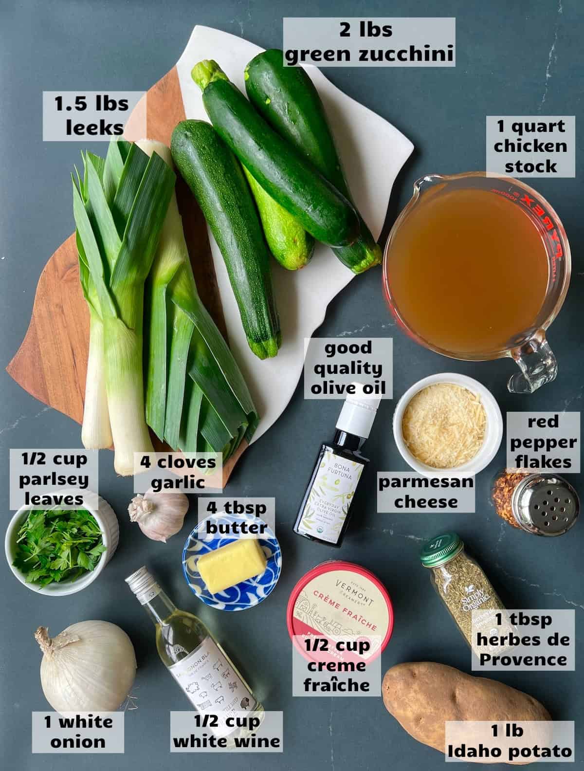 ingredients needed to make zucchini leek soup