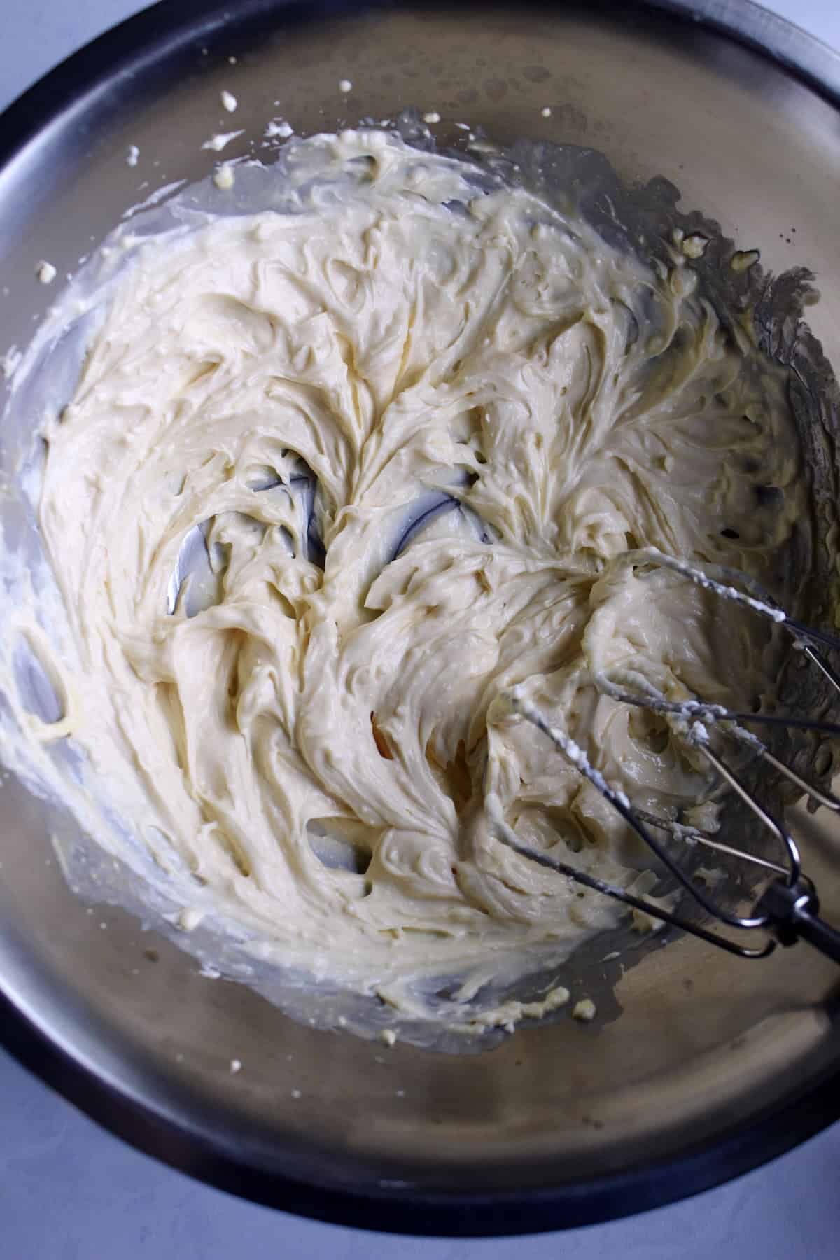 the ingredients are whipped into a smooth, thick mixture.